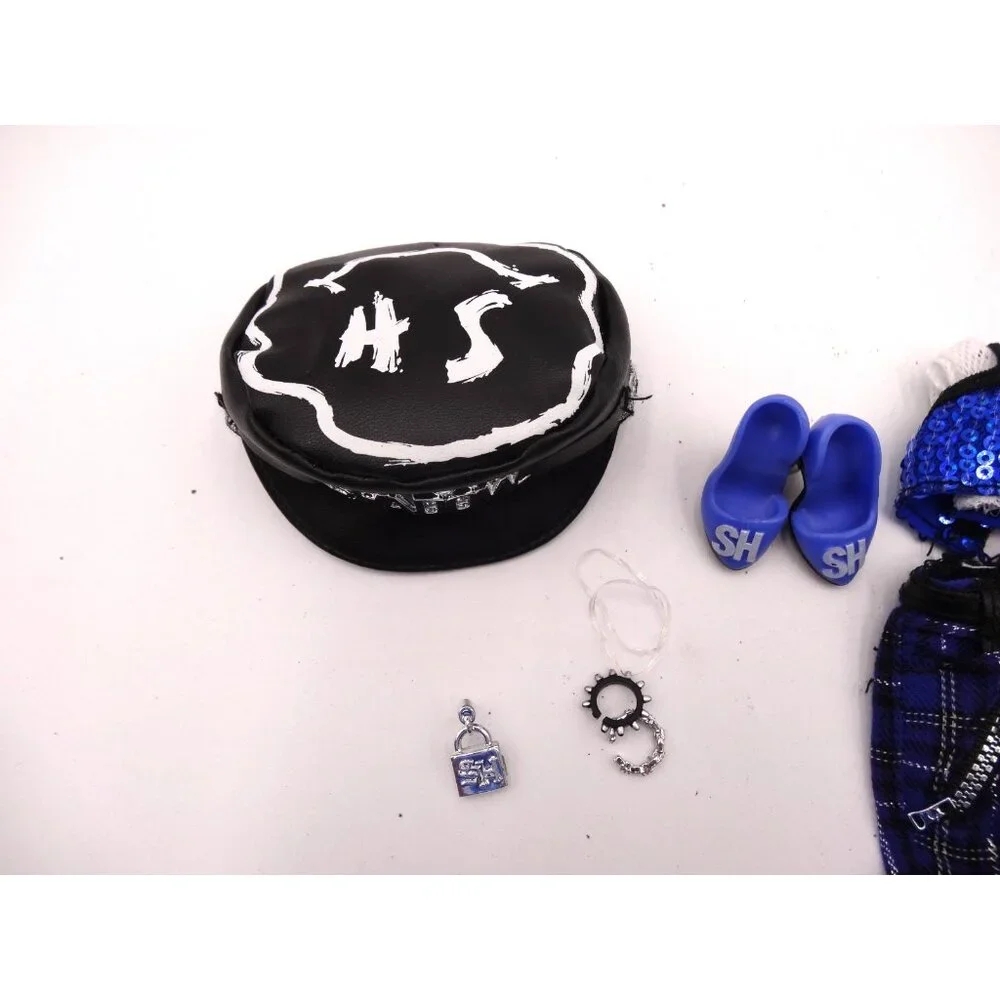 Rainbow Vision Shadow‎ High UMA VANHOOSE Punk NEON Blue PLAID clothes hat Shoes